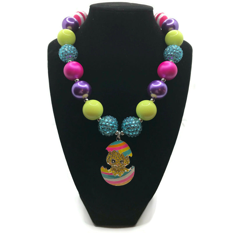 Easter Chick Egg Chunky Bubblegum Necklace