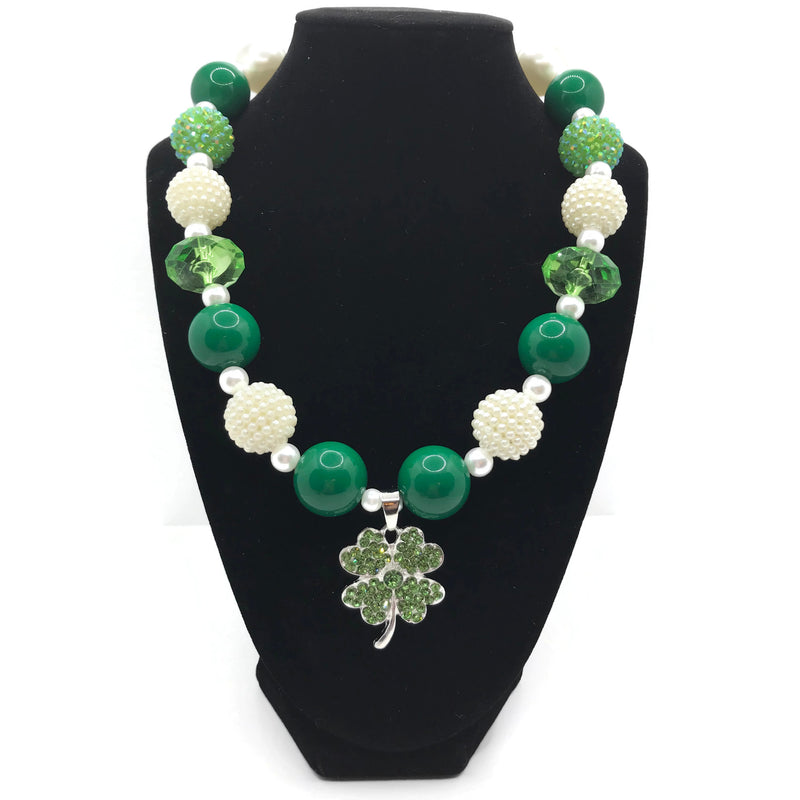 Four Leaf Clover Chunky Bubblegum Necklace