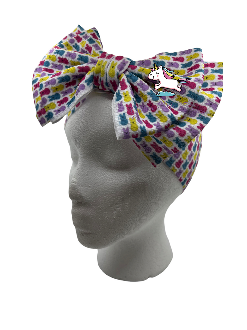 Bunny Print Knotted Head Wrap Headband Bow