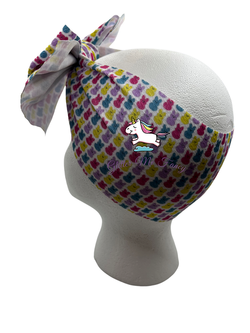 Bunny Print Knotted Head Wrap Headband Bow