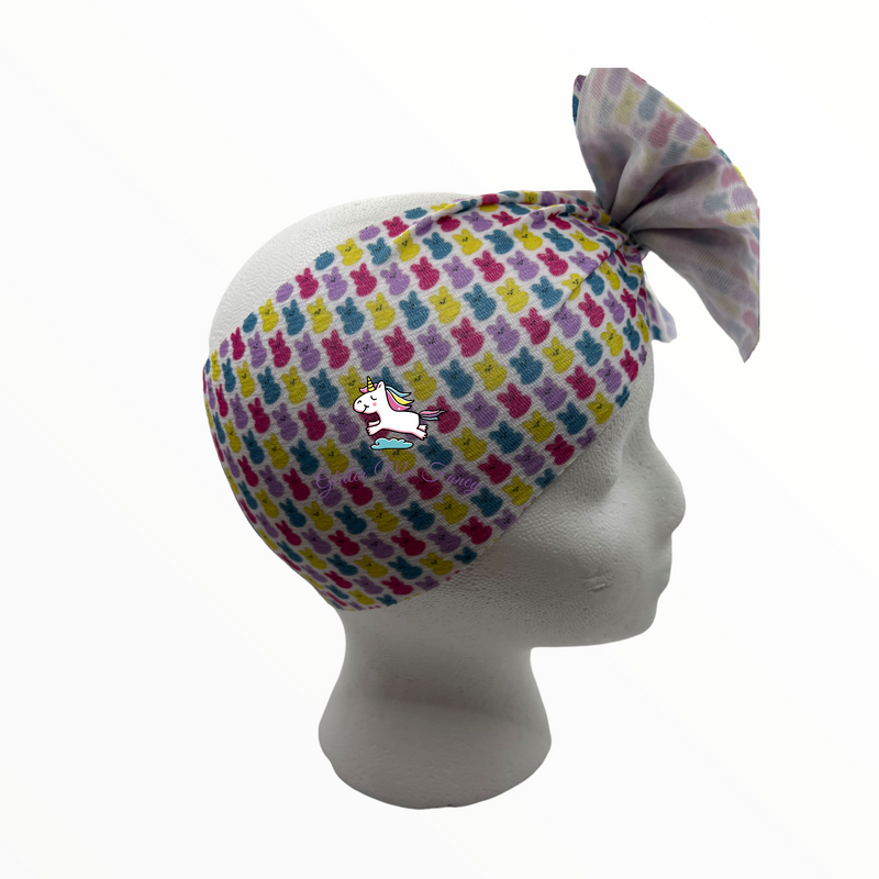 Bunny Print Knotted Head Wrap Headband Bow