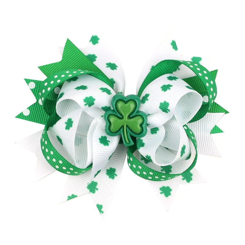 Clover Charm Ribbon Hair Clip Bow