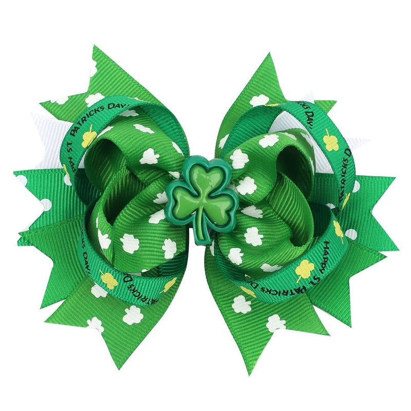 Clover Charm Ribbon Hair Clip Bow