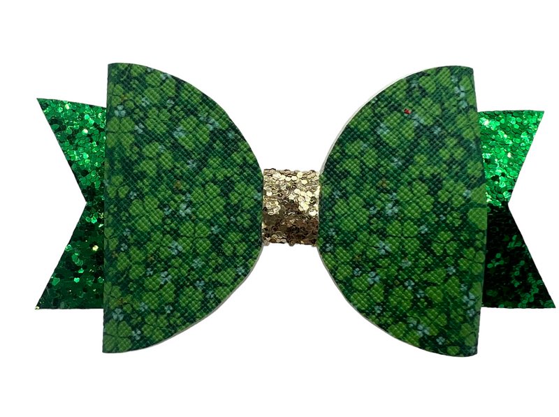 Green Clovers Hair Clip Bow