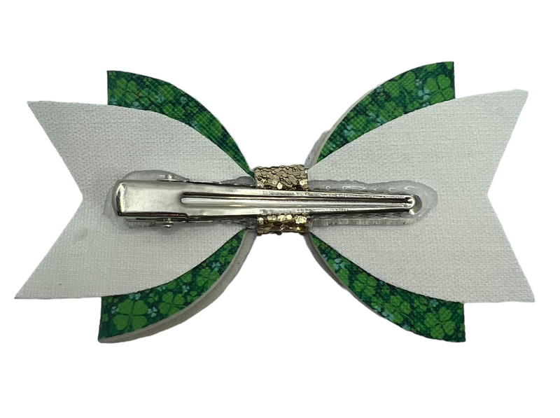 Green Clovers Hair Clip Bow