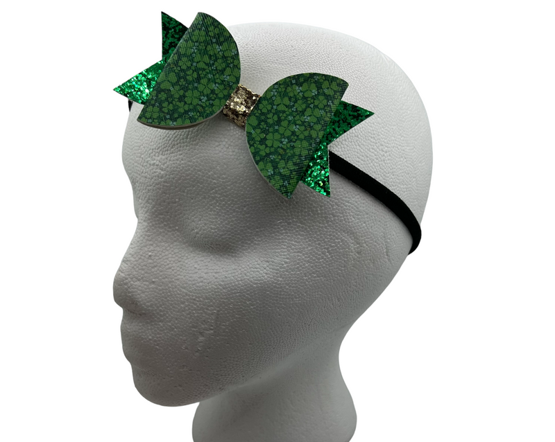 Green Clovers Headband Bow