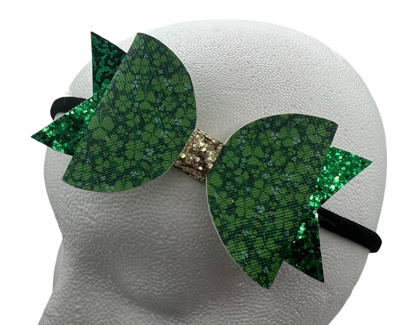 Green Clovers Headband Bow