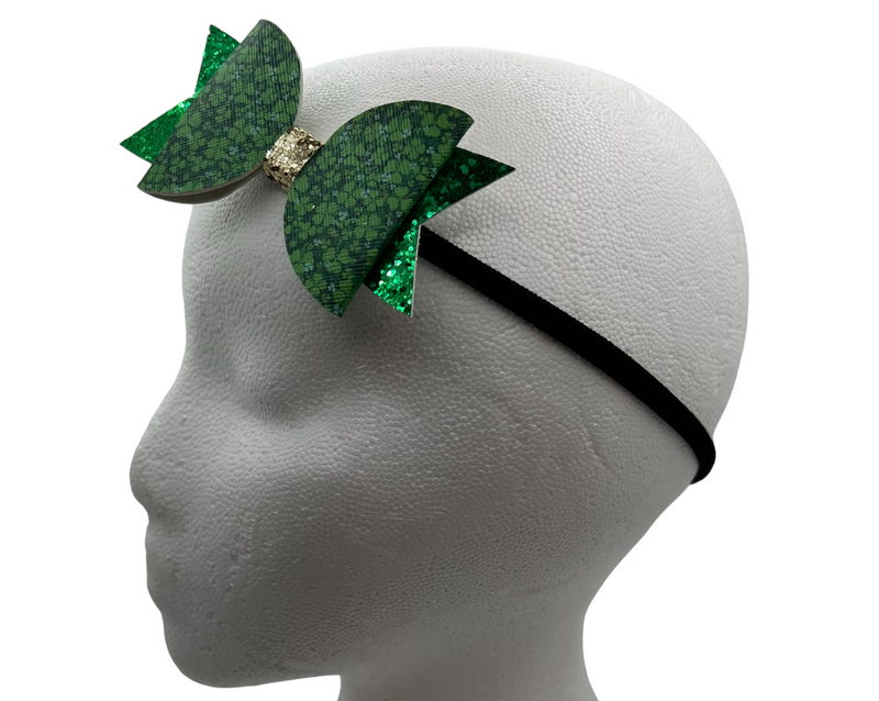 Green Clovers Headband Bow