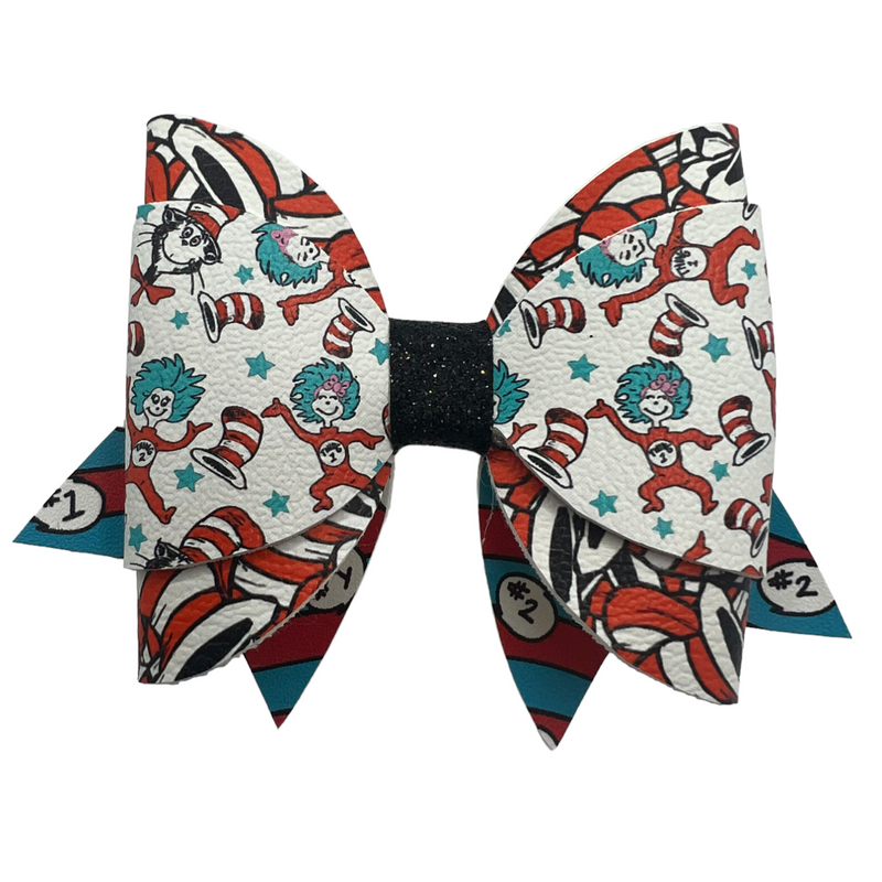 Dr. Suess Red and Blue Hair Clip Bow