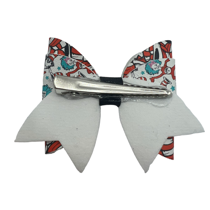Dr. Suess Red and Blue Hair Clip Bow