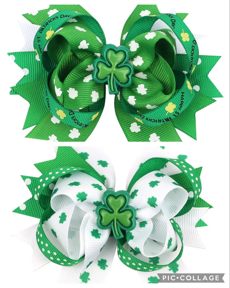 Clover Charm Ribbon Hair Clip Bow