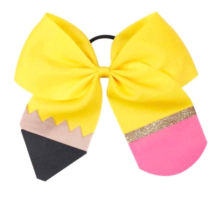 Yellow Pencil Hair Tie Ribbon Bow