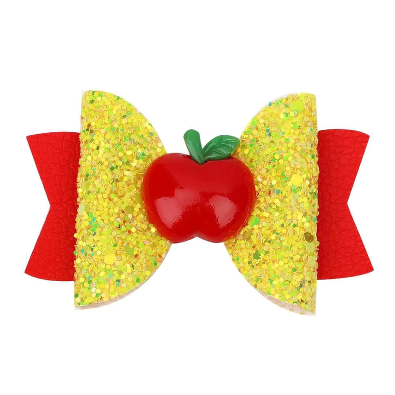 Yellow & Red Apple Hair Clip Bow