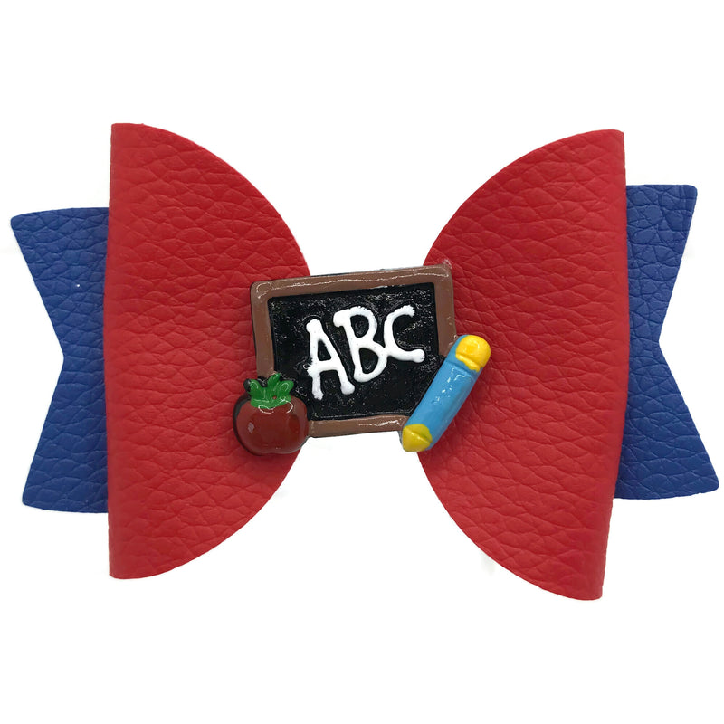 Red & Blue ABC Hair Clip Bow