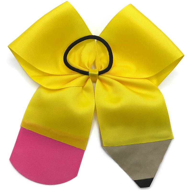 Yellow Pencil Hair Tie Ribbon Bow