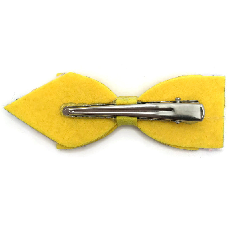 Yellow Pencil with Pink Sparkle Hair Clip Bow