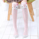 Pink and Gray Striped Fox Knee High Socks