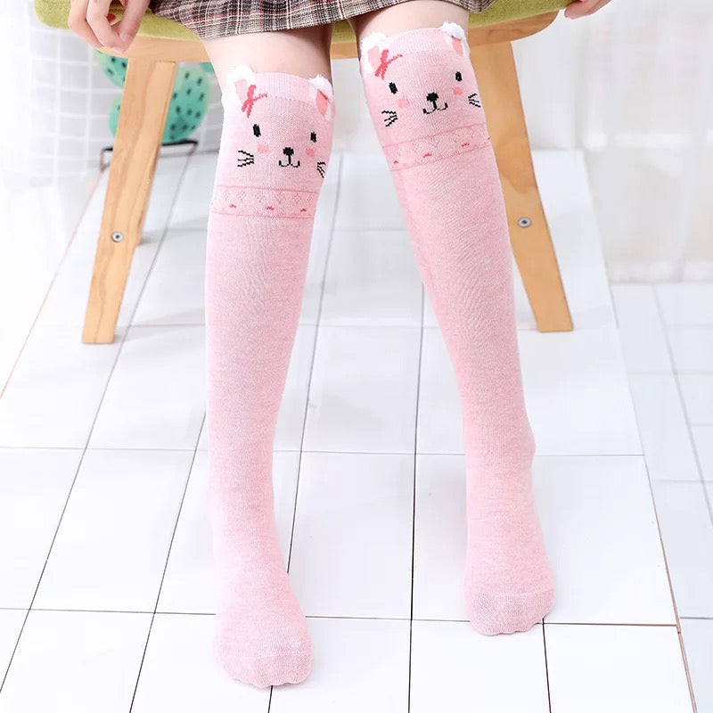 Pink Bunny Knee High Socks