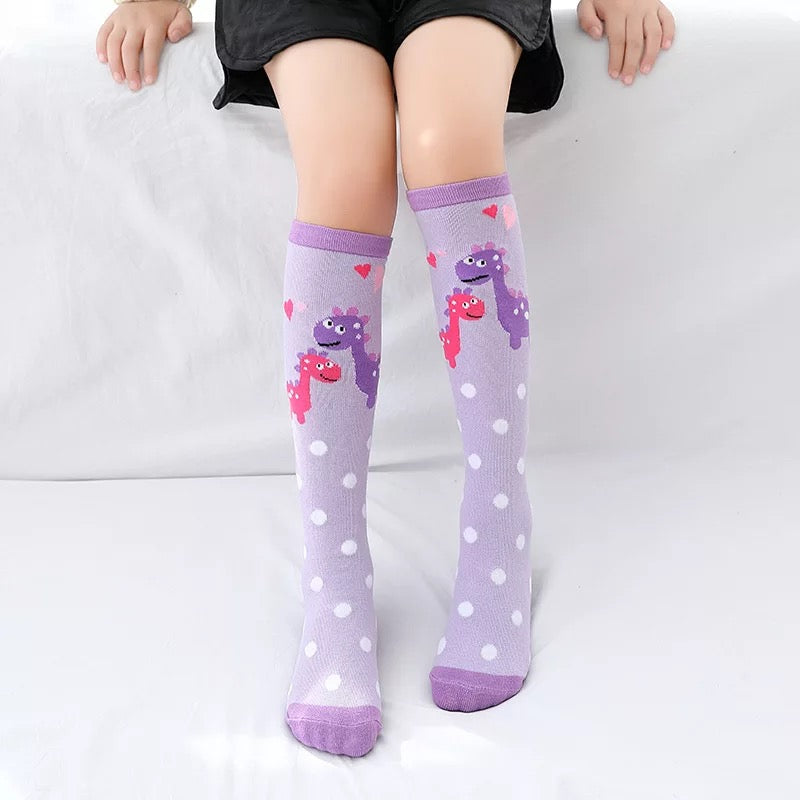 Purple Dinosaurs Knee High Socks