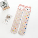 Tan Polka Dot Bear Knee High Socks