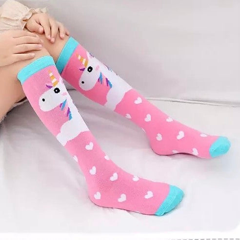 Pink Hearts Unicorn Knee High Socks