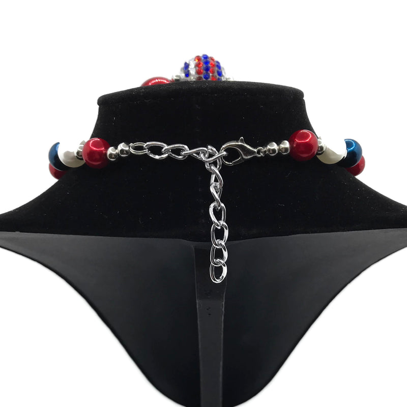 Patriotic Pearl Top Chunky Bubblegum Necklace w/Bracelet Set