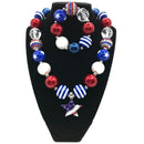 Patriotic Star Chunky Bubblegum Necklace w/Bracelet Set