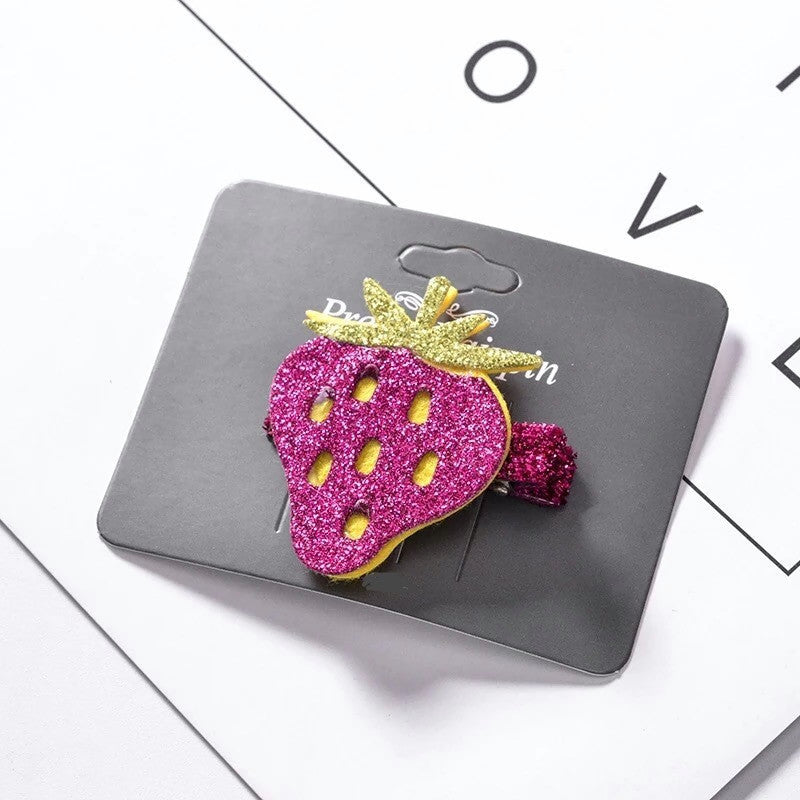 Strawberry Glitter Felt Hair Clip