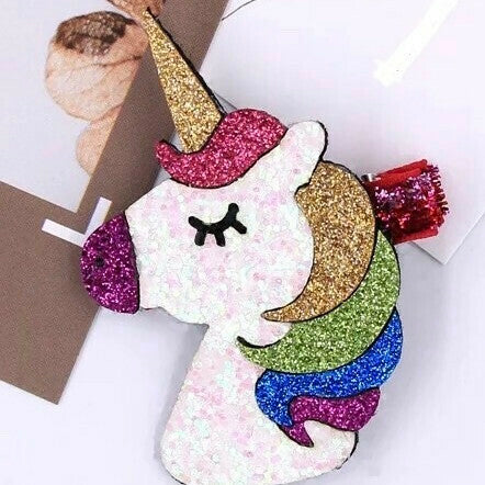 Unicorn Head Glitter Felt Hair Clip