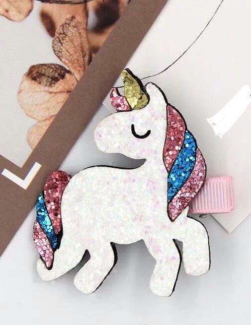 Unicorn Glitter Felt Hair Clip