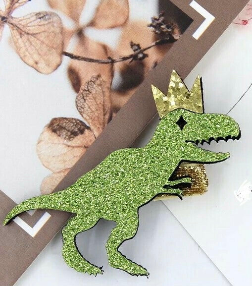 Dinosaur T-Rex Glitter Felt Hair Clip