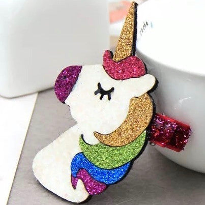 Unicorn Head Glitter Felt Hair Clip