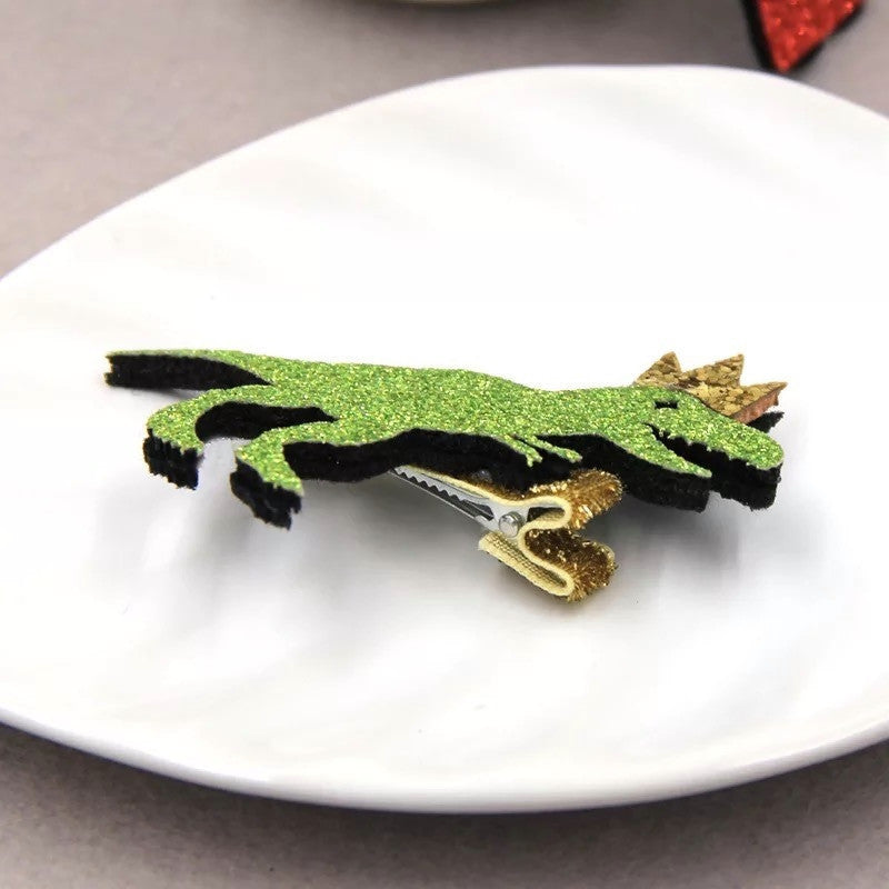 Dinosaur T-Rex Glitter Felt Hair Clip