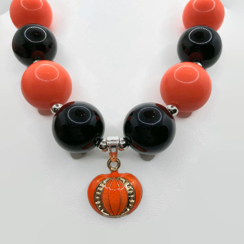 Pumpkin Chunky Bubblegum Necklace with adjustable cord