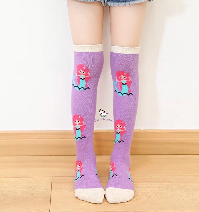Purple Mermaid Waves Knee High Socks