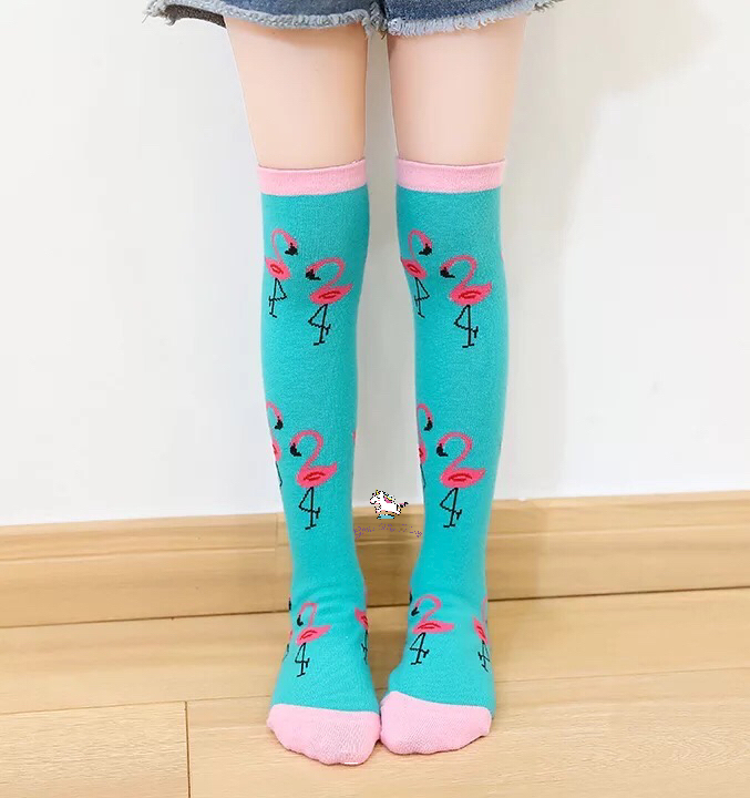 Turquoise Flamingos Knee High Socks
