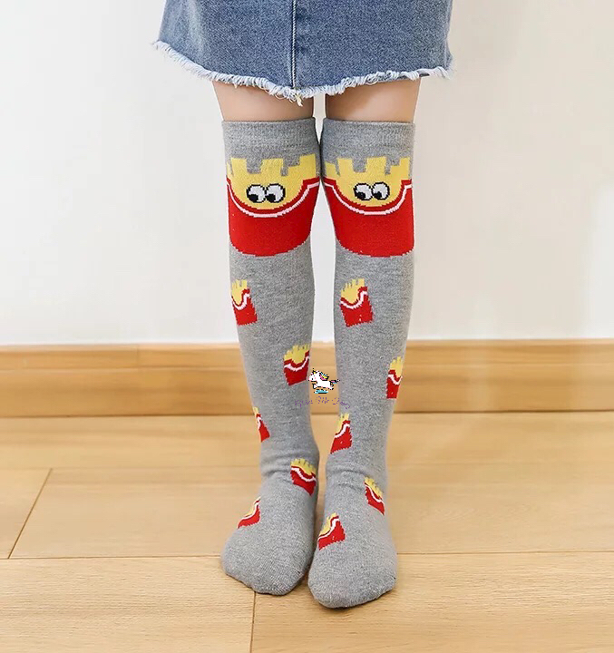 Gray French Fry Knee High Socks