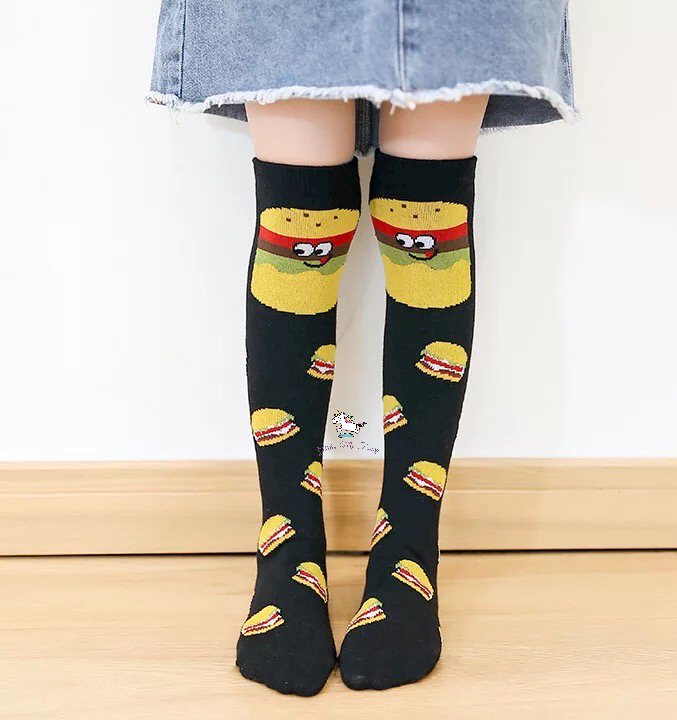 Black Hamburger Knee High Socks