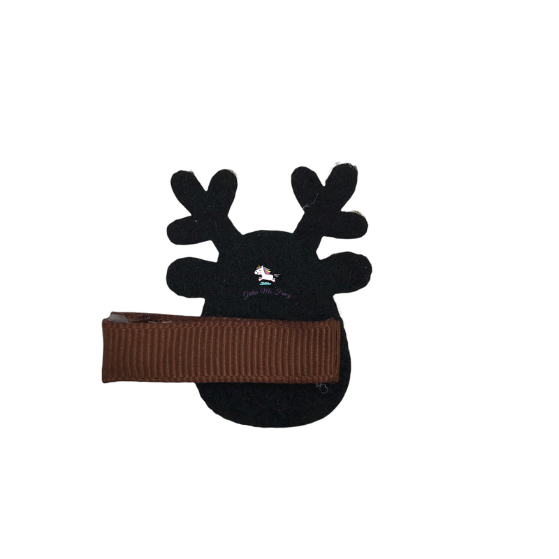 Sparkle Reindeer Glitter Felt Hair Clip