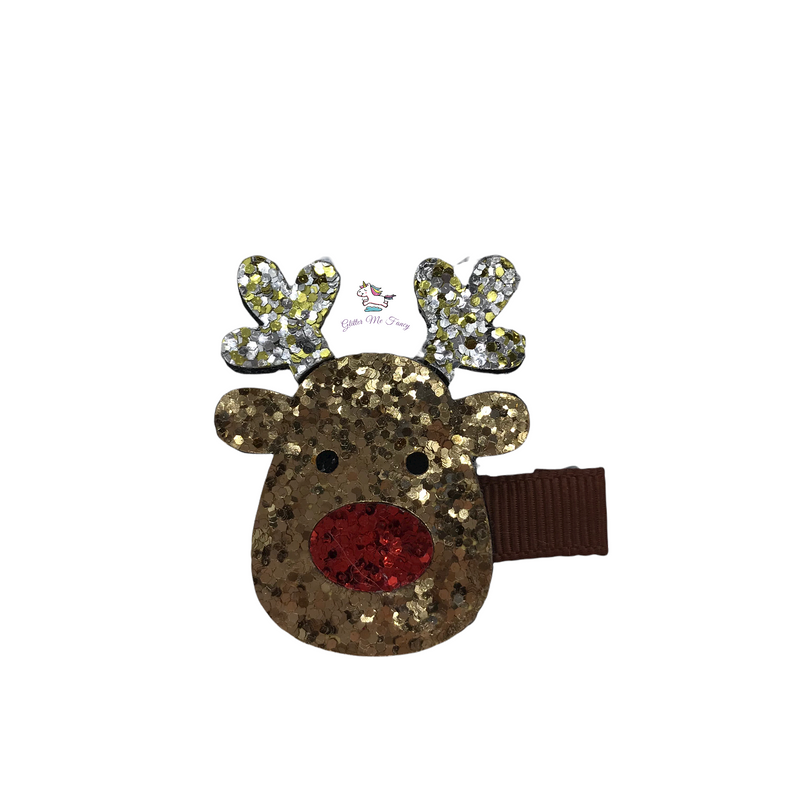 Sparkle Reindeer Glitter Felt Hair Clip