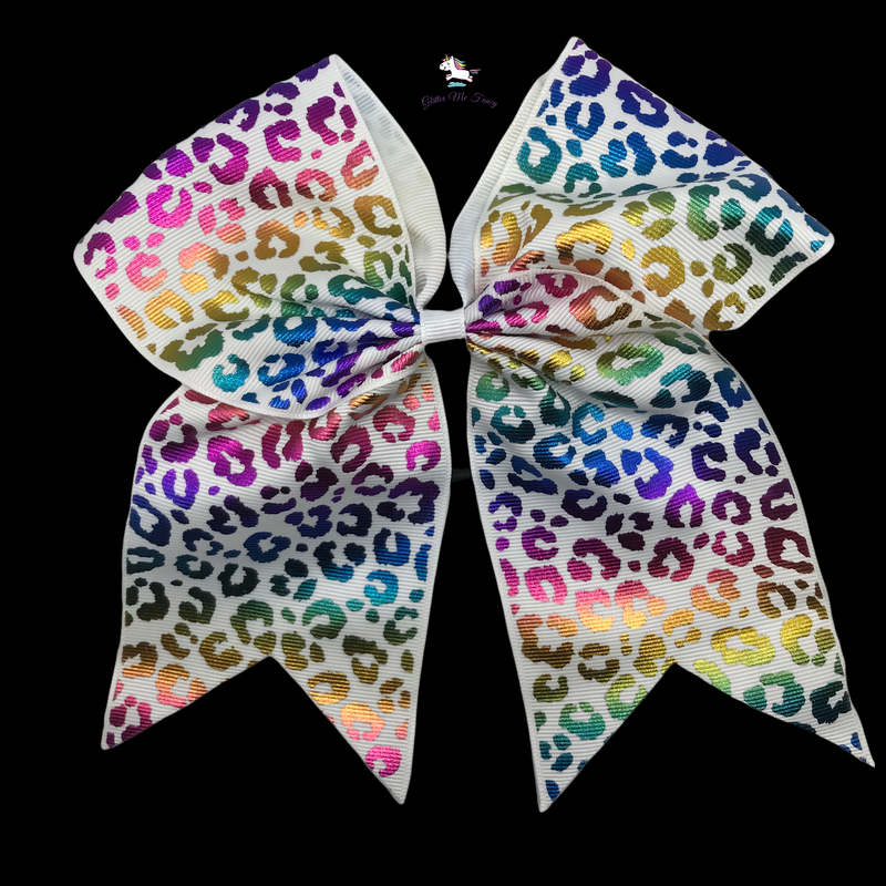 Rainbow Cheetah Elastic Hair Tie Ribbon Bow