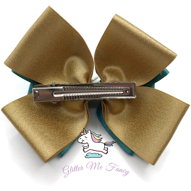 Genie Lamp Charm Hair Clip Ribbon Bow