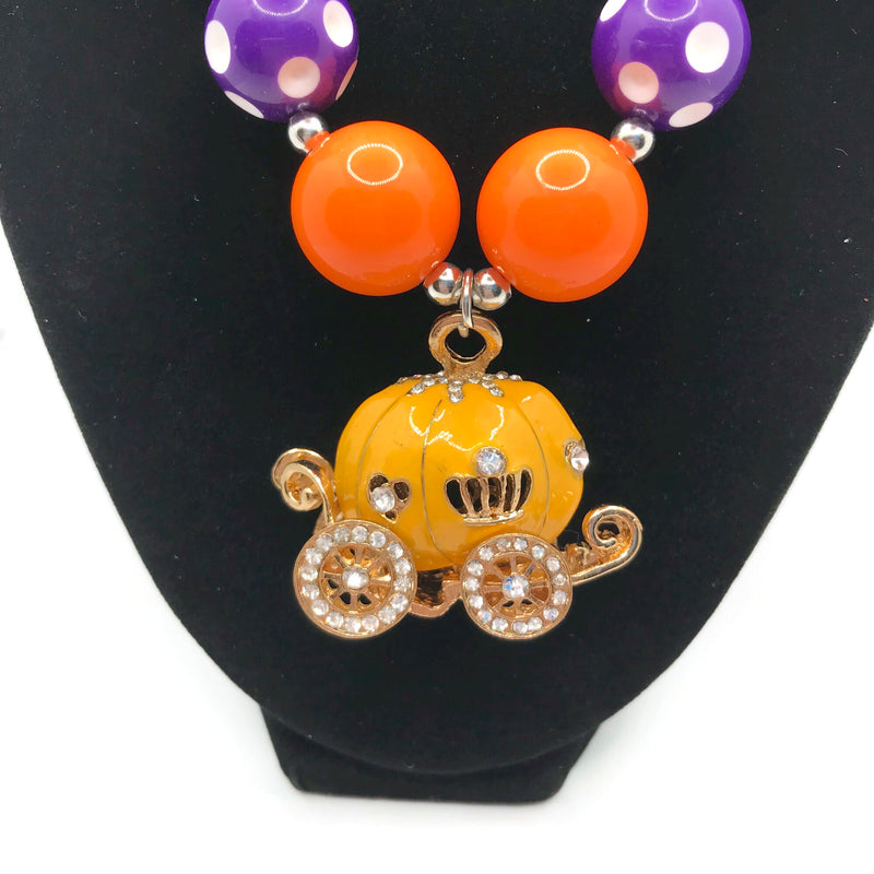 Pumpkin Carriage Chunky Bubblegum Necklace