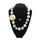 White Rose Chunky Bubblegum Necklace