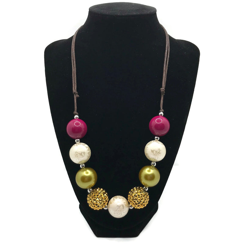 Fall Harvest Chunky Bubblegum Necklace with adjustable cord