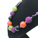 Purple, Orange & Green Halloween Chunky Bubblegum Necklace