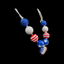 Patriotic Heart Adjustable Cord Chunky Bubblegum Necklace