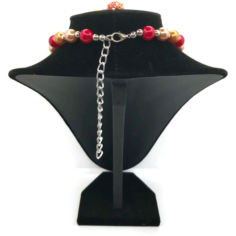 Fall Orange Sparkle Necklace with Bracelet Set