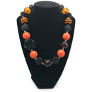 Orange & Black Rose Chunky Bubblegum Necklace