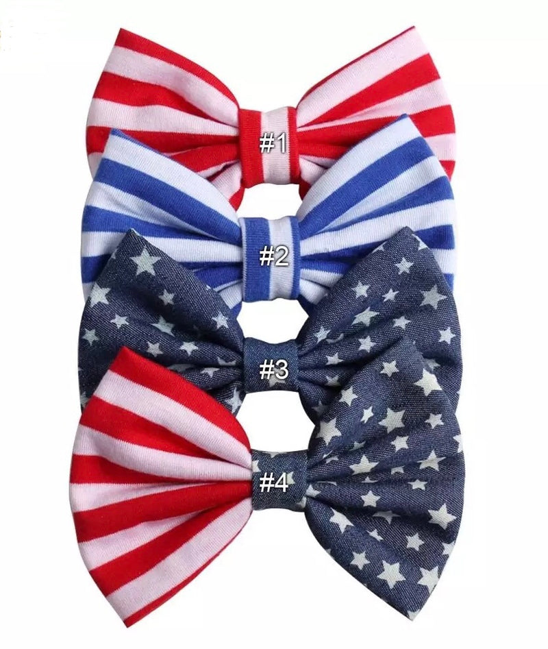 Fabric Patriotic Hair Clip Bows